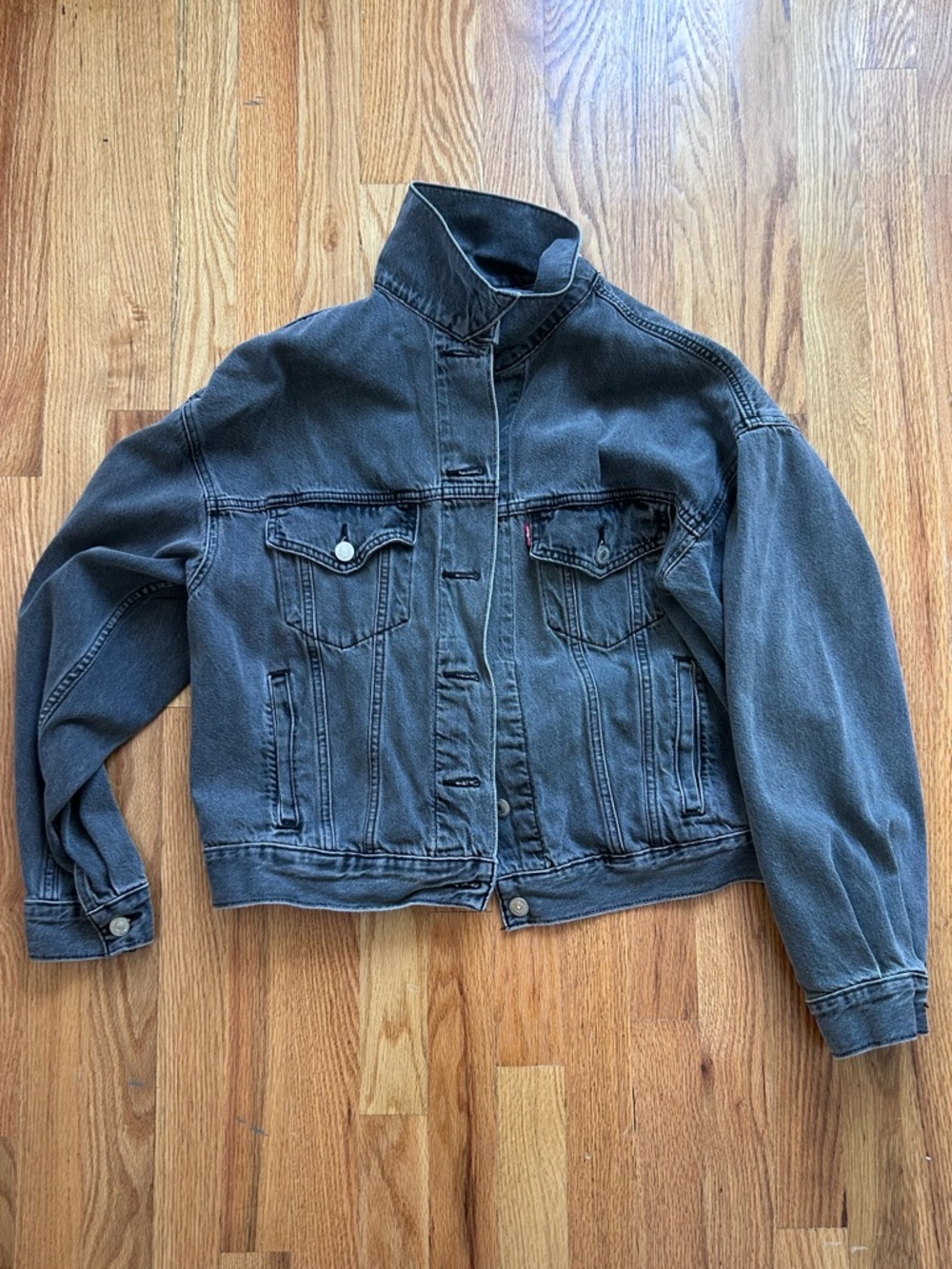 Levi's Gray Denim Jacket with Leather Patch